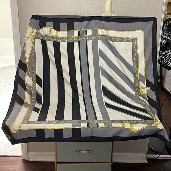 DRESSY SCARF YELLOW BLACK AND GRAY SCARF - Picture 10 of 14